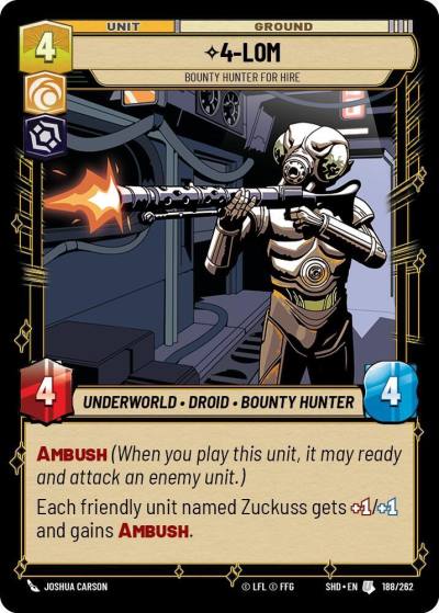 4-LOM - Bounty Hunter for Hire 188/262 Shadows of the Galaxy Star Wars card