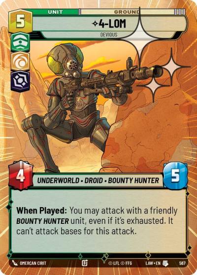 4-LOM - Devious (Hyperspace Foil) 567 A Lawless Time Star Wars card