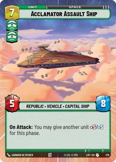 Acclamator Assault Ship (Hyperspace) 370 Legends of the Force Star Wars card