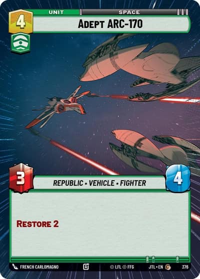 Adept ARC-170 (Hyperspace) 376 Jump to Lightspeed Star Wars card
