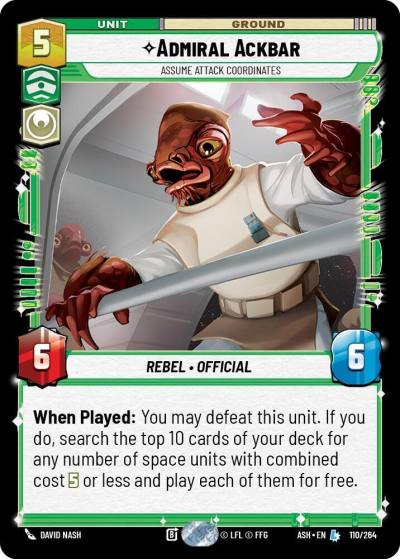 Admiral Ackbar - Assume Attack Coordinates 110/264 Ashes of the Empire Star Wars card