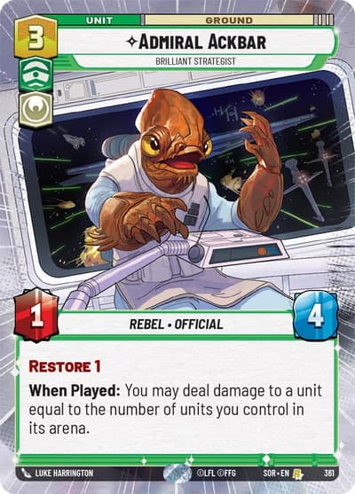 Admiral Ackbar - Brilliant Strategist (Hyperspace) 361 Spark of Rebellion Star Wars card