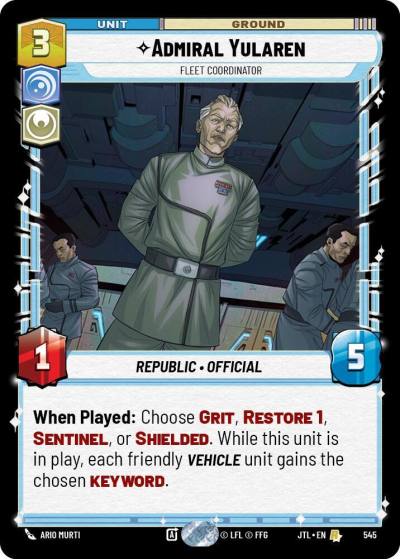 Admiral Yularen - Fleet Coordinator (Foil) 545 Jump to Lightspeed Star Wars card
