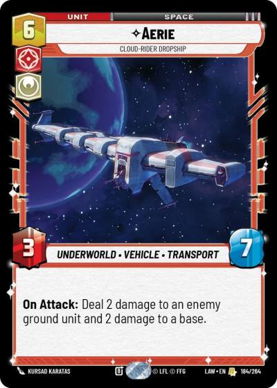 Aerie - Cloud-Rider Dropship 184/264 A Lawless Time Star Wars card