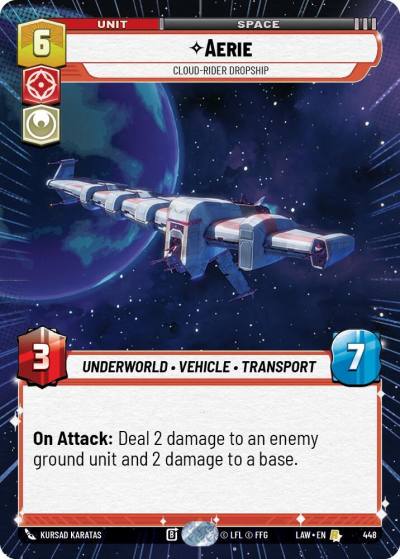 Aerie - Cloud-Rider Dropship (Hyperspace) 448 A Lawless Time Star Wars card