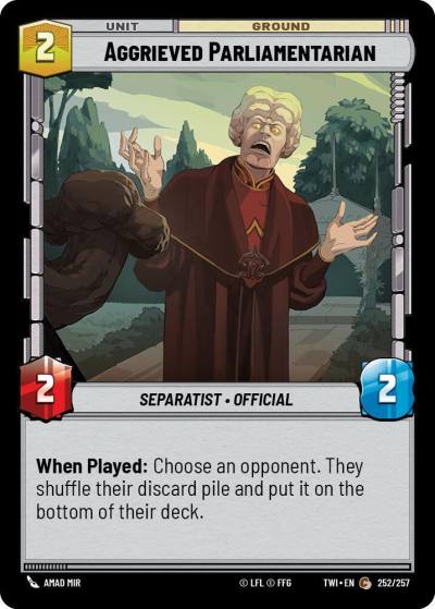 Aggrieved Parliamentarian 252/257 Twilight of the Republic Star Wars card