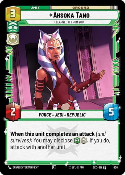Ahsoka Tano - I Learned It from You (Foil) 606 Secrets of Power Star Wars card