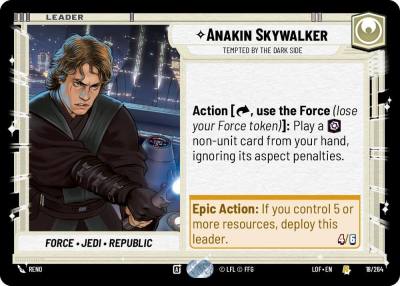 Anakin Skywalker - Tempted by the Dark Side 018/264 Legends of the Force Star Wars card
