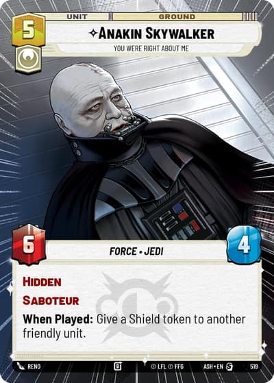 Anakin Skywalker - You Were Right About Me (Hyperspace) 519 Ashes of the Empire Star Wars Unlimited card