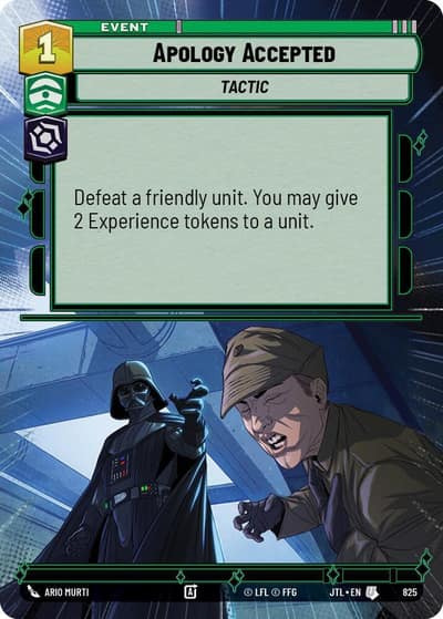 Apology Accepted (Hyperspace Foil) 825 Jump to Lightspeed Star Wars card
