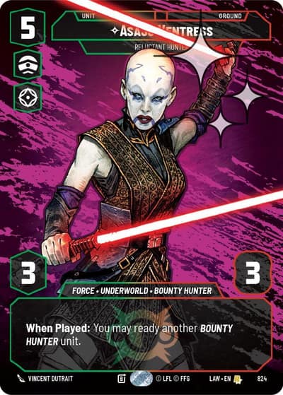 Asajj Ventress - Reluctant Hunter (Prestige Foil) 824 A Lawless Time Star Wars card