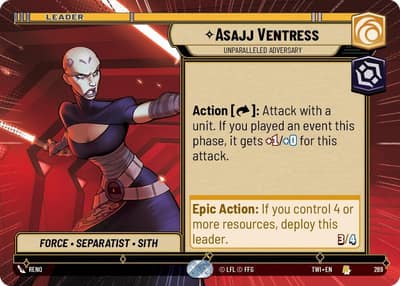 Asajj Ventress - Unparalleled Adversary (Hyperspace) 289 Twilight of the Republic Star Wars card