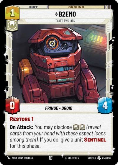 B2EMO - That's Two Lies 248/264 Secrets of Power Star Wars card