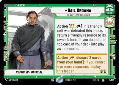 Bail Organa - Doing Everything He Can 8/264 Secrets of Power Star Wars card