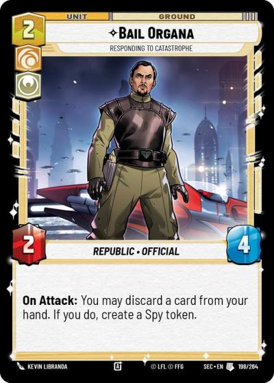 Bail Organa - Responding to Catastrophe 198/264 Secrets of Power Star Wars card