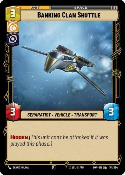 Banking Clan Shuttle 181/264 Legends of the Force Star Wars card