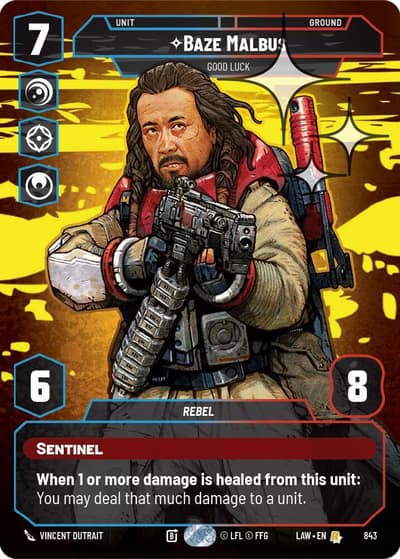 Baze Malbus - Good Luck (Prestige Foil) 843 A Lawless Time Star Wars card