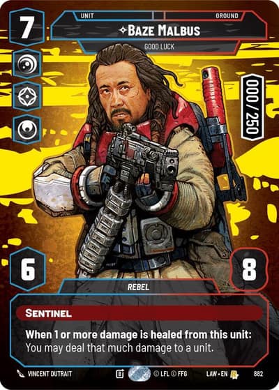 Baze Malbus - Good Luck (Serialized) 882 A Lawless Time Star Wars card