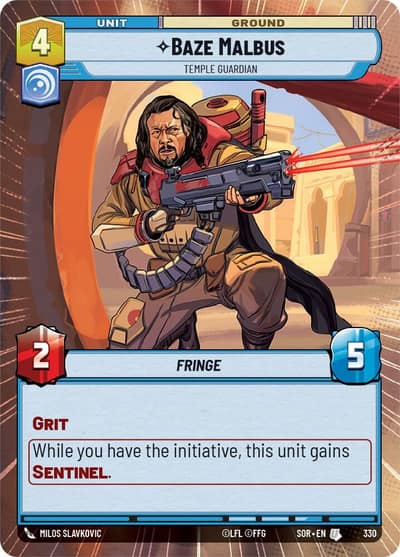 Baze Malbus - Temple Guardian (Hyperspace) 330 Spark of Rebellion Star Wars card
