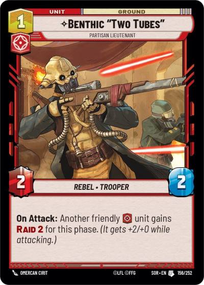 Benthic "Two Tubes" - Partisan Lieutenant 156/252 Spark of Rebellion Star Wars card