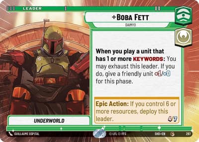 Boba Fett - Daimyo (Hyperspace) 287 Shadows of the Galaxy Star Wars Unlimited card