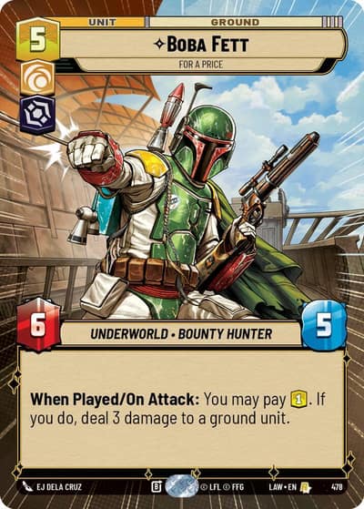 Boba Fett - For a Price (Hyperspace) 478 A Lawless Time Star Wars Unlimited card