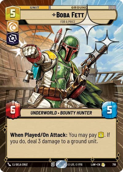 Boba Fett - For a Price (Hyperspace Foil) 716 A Lawless Time Star Wars Unlimited card