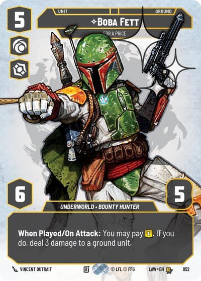 Boba Fett - For a Price (Prestige Foil) 852 A Lawless Time Star Wars Unlimited card