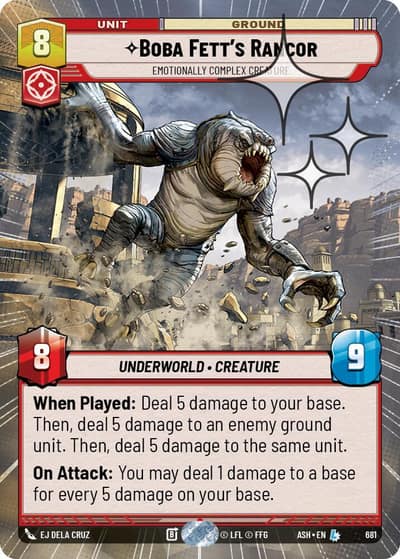 Boba Fett's Rancor - Emotionally Complex Creature (Hyperspace Foil) 681 Ashes of the Empire Star Wars card