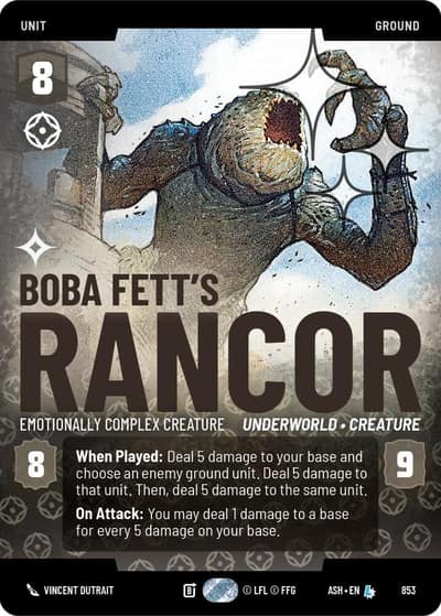 Boba Fett's Rancor - Emotionally Complex Creature (Prestige Foil) 853 Ashes of the Empire Star Wars card