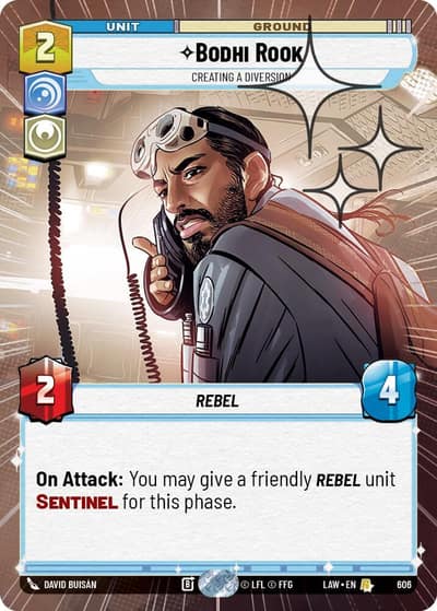 Bodhi Rook - Creating a Diversion (Hyperspace Foil) 606 A Lawless Time Star Wars card