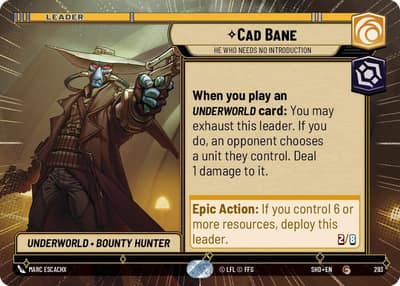 Cad Bane - He Who Needs No Introduction (Hyperspace) 293 Shadows of the Galaxy Star Wars Unlimited card