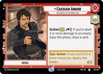 Cassian Andor - Dedicated to the Rebellion 013/252 Spark of Rebellion Star Wars card