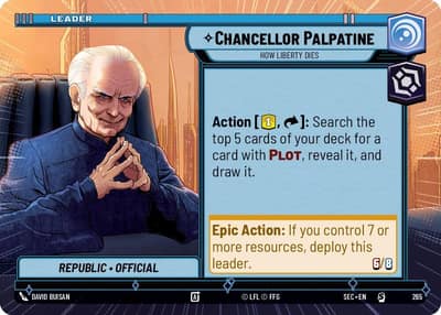Chancellor Palpatine - How Liberty Dies (Hyperspace) 265 Secrets of Power Star Wars Unlimited card