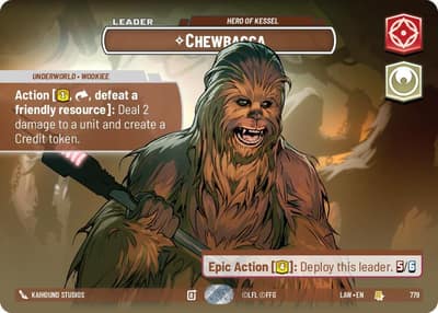 Chewbacca - Hero of Kessel (Showcase) 779 A Lawless Time Star Wars Unlimited card