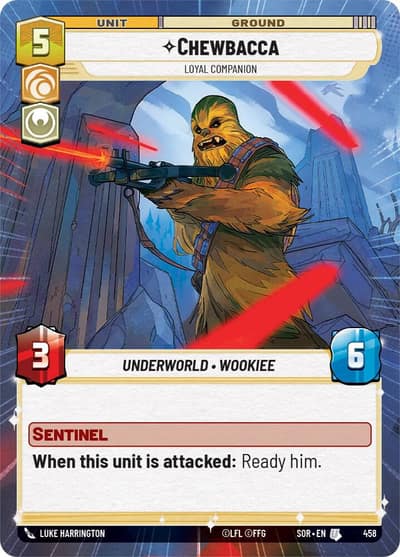 Chewbacca - Loyal Companion (Hyperspace) 458 Spark of Rebellion Star Wars Unlimited card