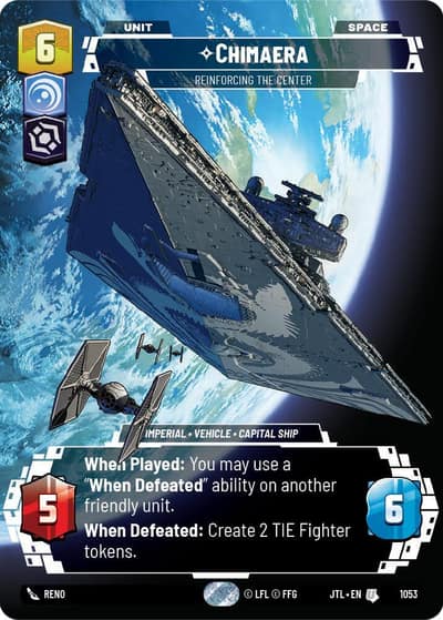 Chimaera - Reinforcing the Center (Prestige Foil) 1053 Jump to Lightspeed Star Wars card
