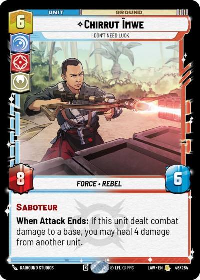 Chirrut ÃŽmwe - I Don't Need Luck 46/264 A Lawless Time Star Wars card