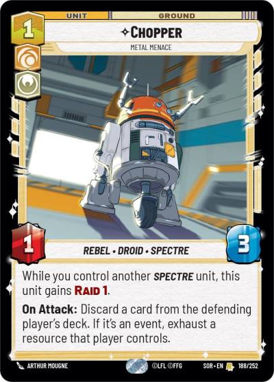 Chopper - Metal Menace 188/252 Spark of Rebellion Star Wars card