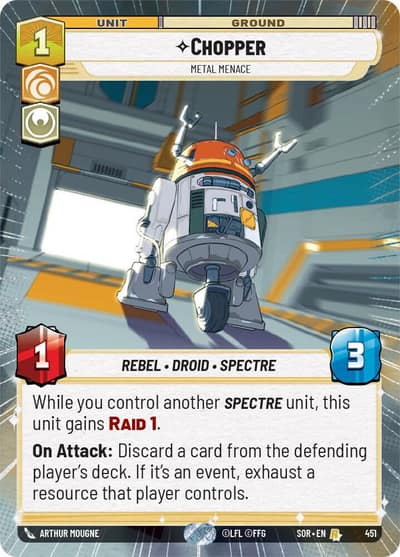 Chopper - Metal Menace (Hyperspace) 451 Spark of Rebellion Star Wars card