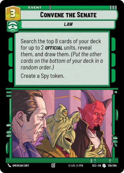 Convene the Senate 128/264 Secrets of Power Star Wars card