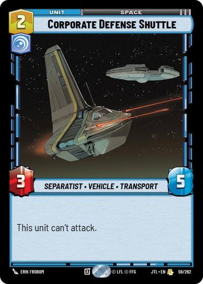 Corporate Defense Shuttle 059/262 Jump to Lightspeed Star Wars card