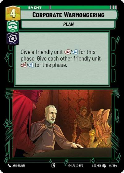 Corporate Warmongering 91/264 Secrets of Power Star Wars card