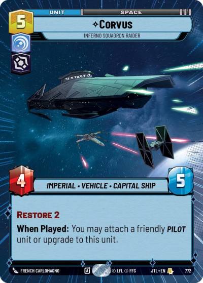 Corvus - Inferno Squadron Raider (Hyperspace Foil) 772 Jump to Lightspeed Star Wars card