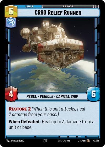 CR90 Relief Runner 071/262 Jump to Lightspeed Star Wars card