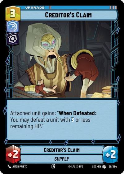 Creditor's Claim 39/264 Secrets of Power Star Wars card