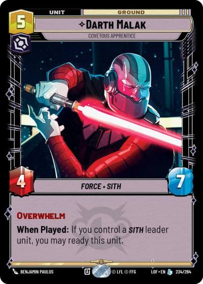 Darth Malak - Covetous Apprentice 234/264 Legends of the Force Star Wars card