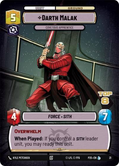 Darth Malak - Covetous Apprentice (Top 8) 21 Organized Play Promos Star Wars card
