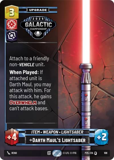 Darth Maul's Lightsaber 108 Organized Play Promos Star Wars card