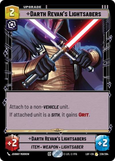 Darth Revan's Lightsabers 238/264 Legends of the Force Star Wars card
